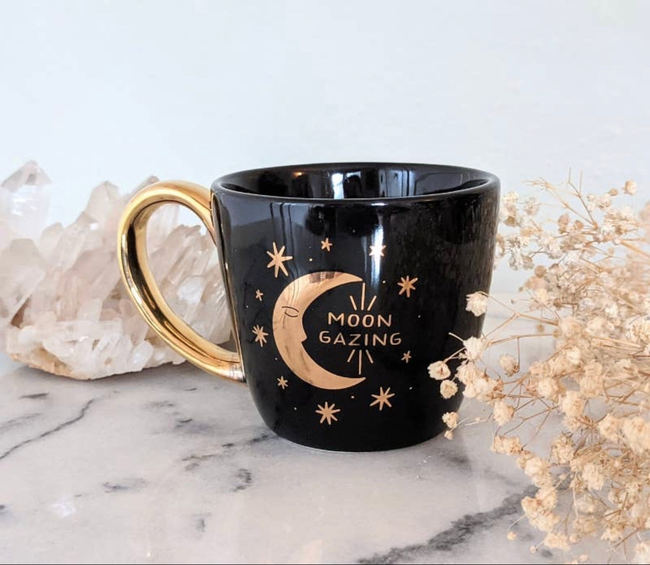 Iridescent Ceramic Mugs - Sun, Moon, Black Gold