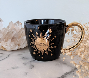 Iridescent Ceramic Mugs - Sun, Moon, Black Gold